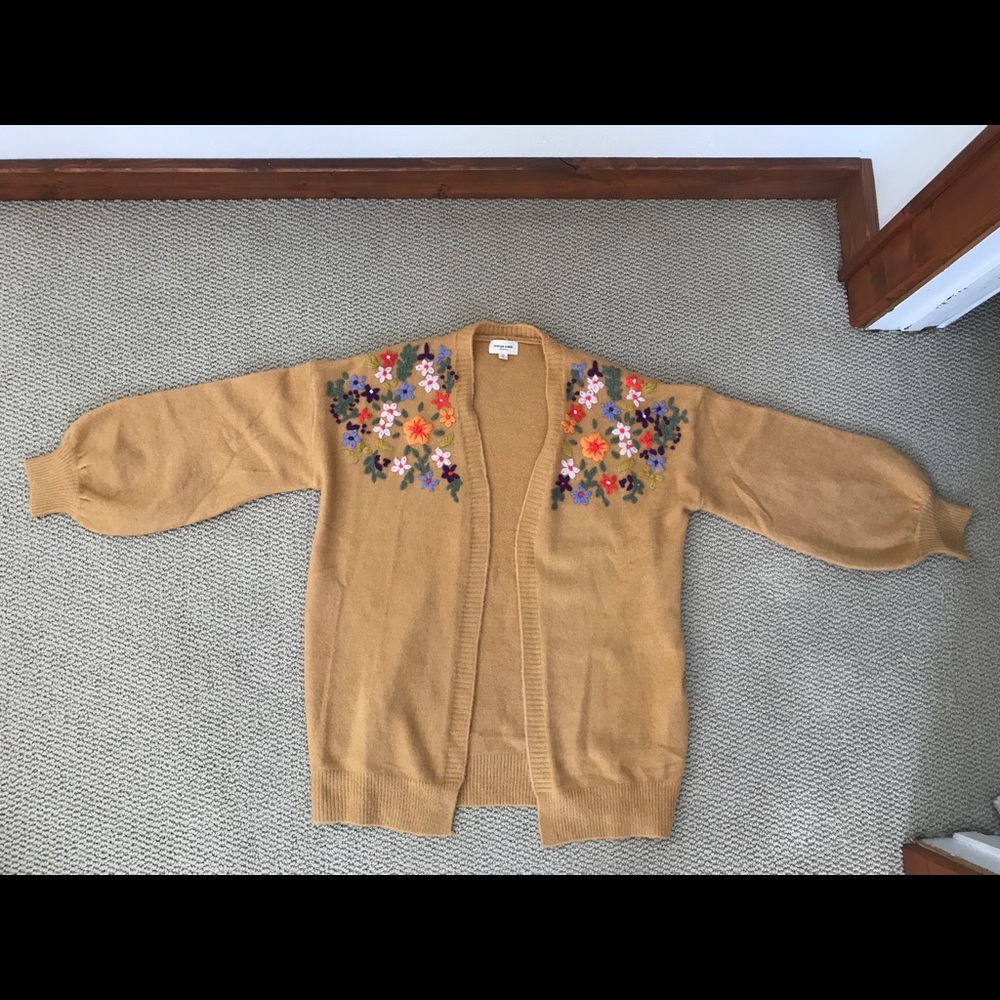 ROOLEE NWOT yellow embroidered sweater